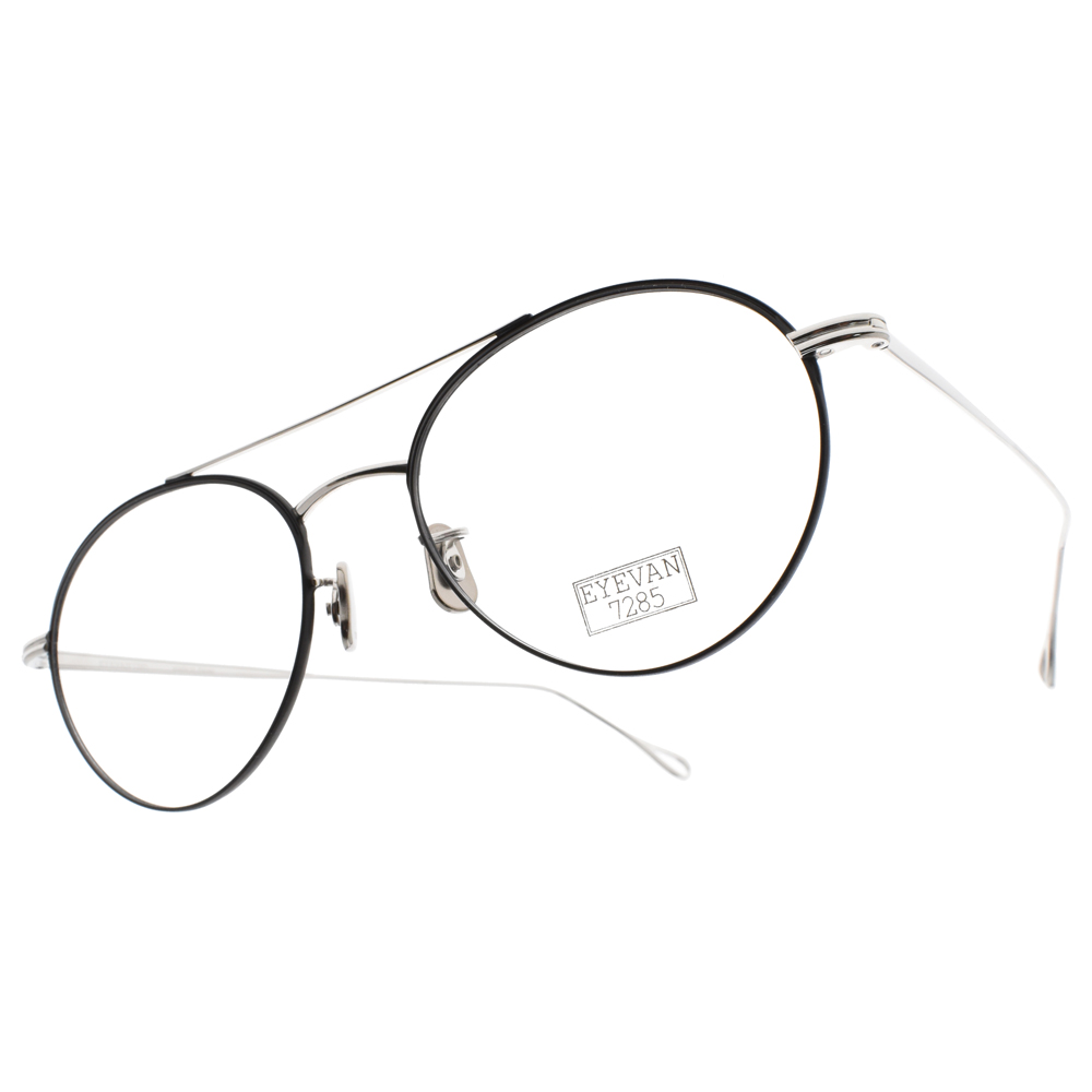 EYEVAN 7285 眼鏡EV139 C8051（黑-銀）飛官圓框眼鏡眼鏡品牌- 鏡在眼前 